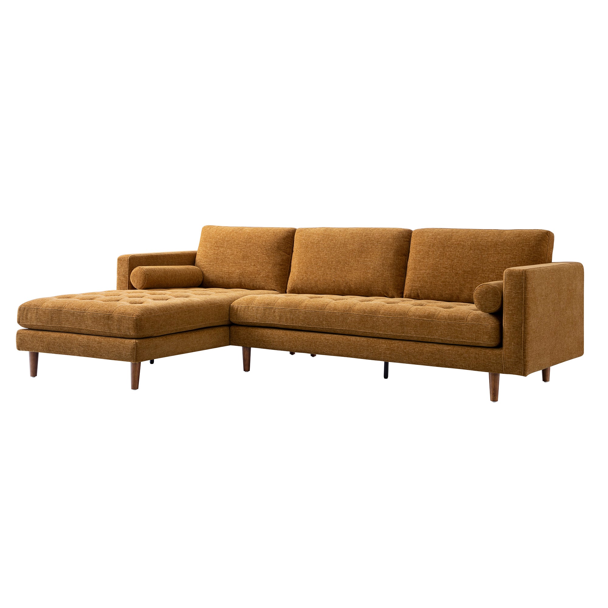 Henrietta Spiced Honey Chenille Grand 4-Seater Chaise End Sofa, Left Hand Facing