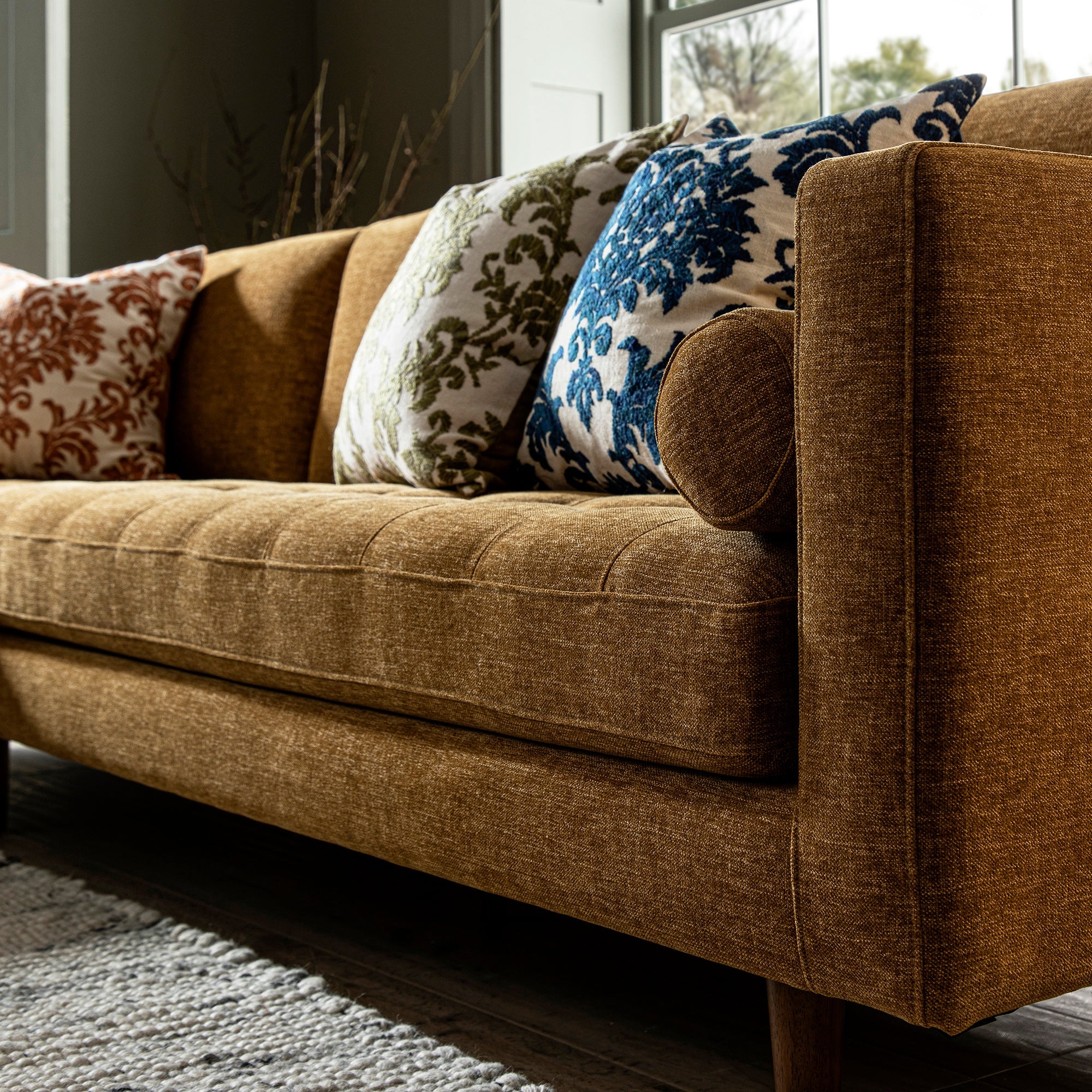 Henrietta Spiced Honey Chenille Grand 4-Seater Chaise End Sofa, Left Hand Facing