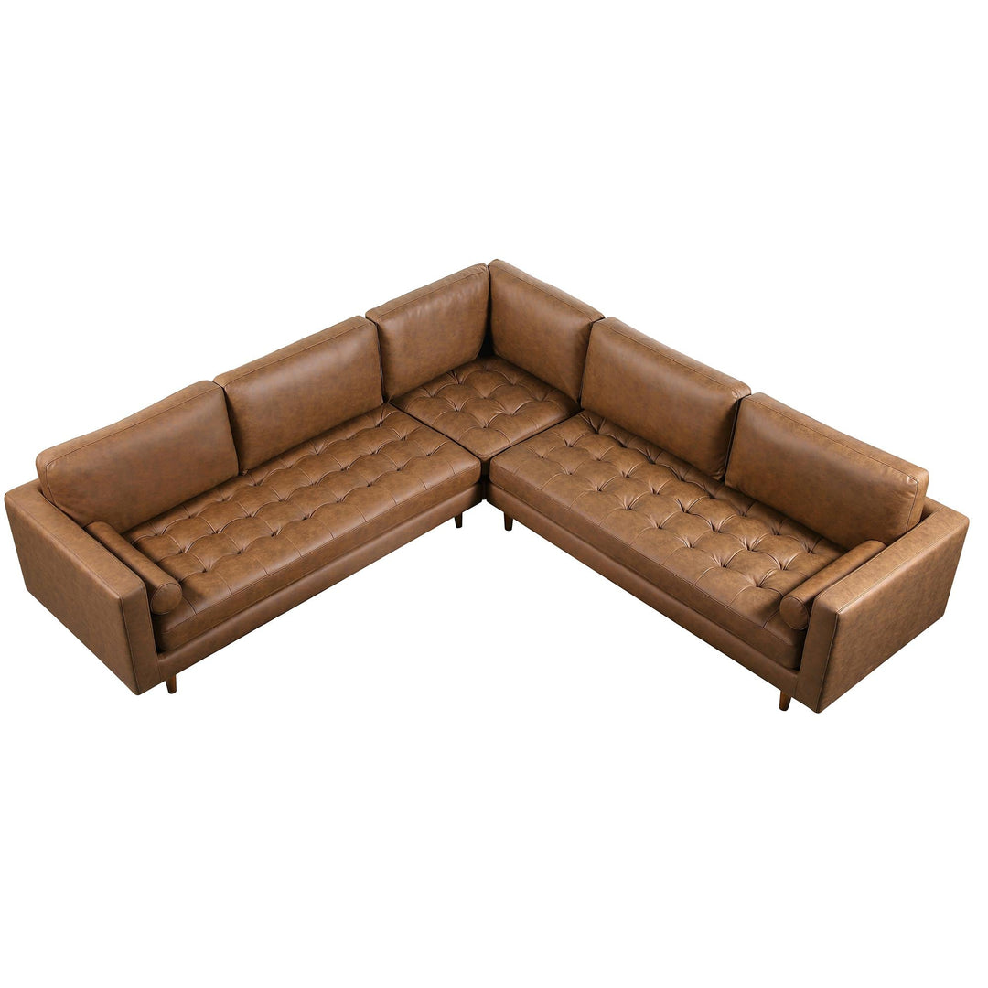 Henrietta 5+Seater Corner Sofa, Tan Faux Suede | daals.com