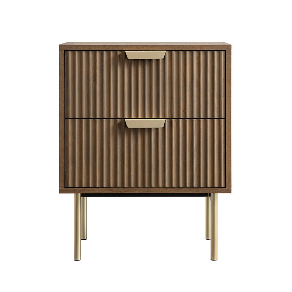 Richmond Ridged 2 Drawer Nightstand, Dark Ash