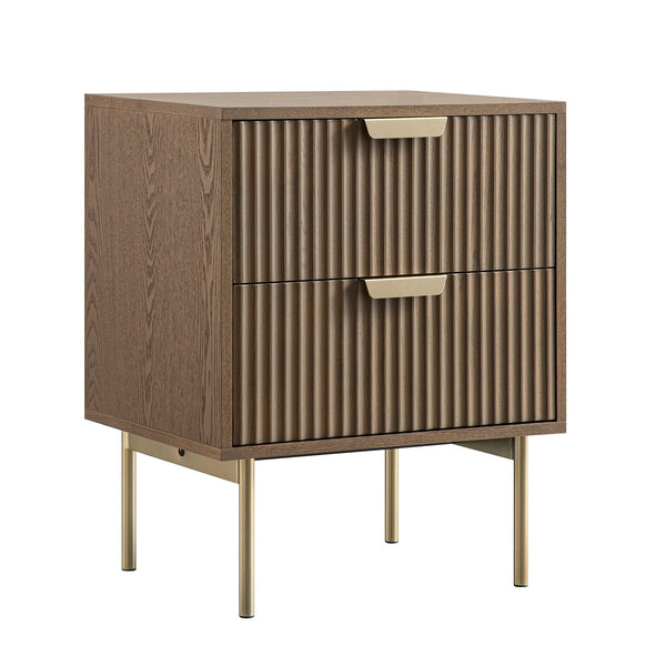 Richmond Ridged 2 Drawer Nightstand, Dark Ash