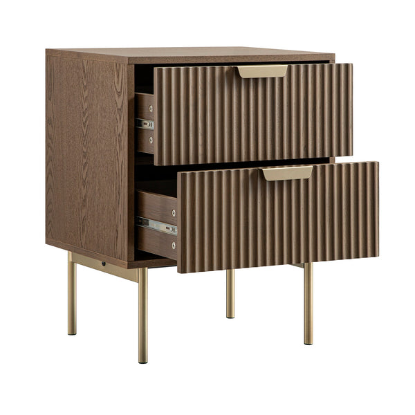 Richmond Ridged 2 Drawer Nightstand, Dark Ash