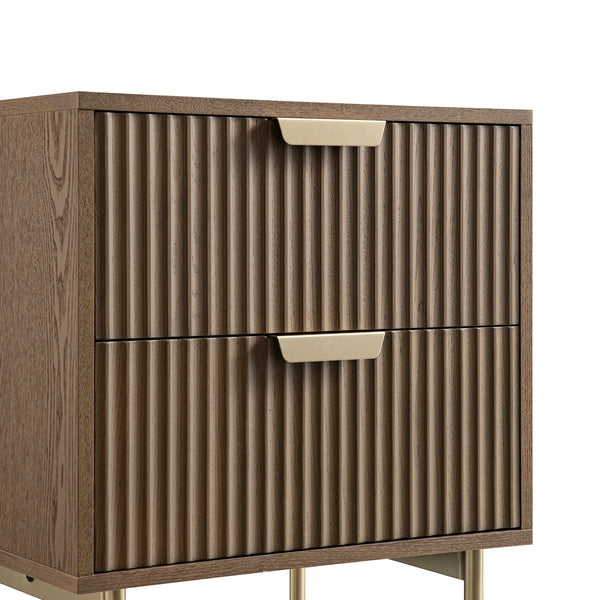 Richmond Ridged 2 Drawer Nightstand, Dark Ash