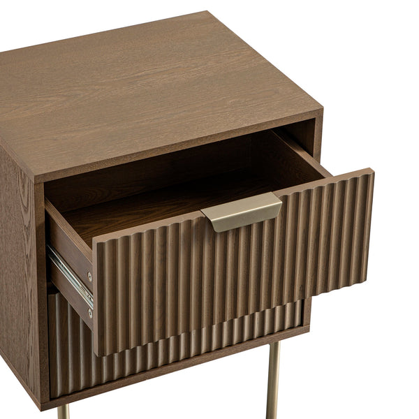Richmond Ridged 2 Drawer Nightstand, Dark Ash