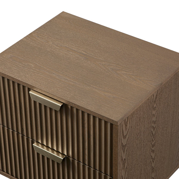 Richmond Ridged 2 Drawer Nightstand, Dark Ash
