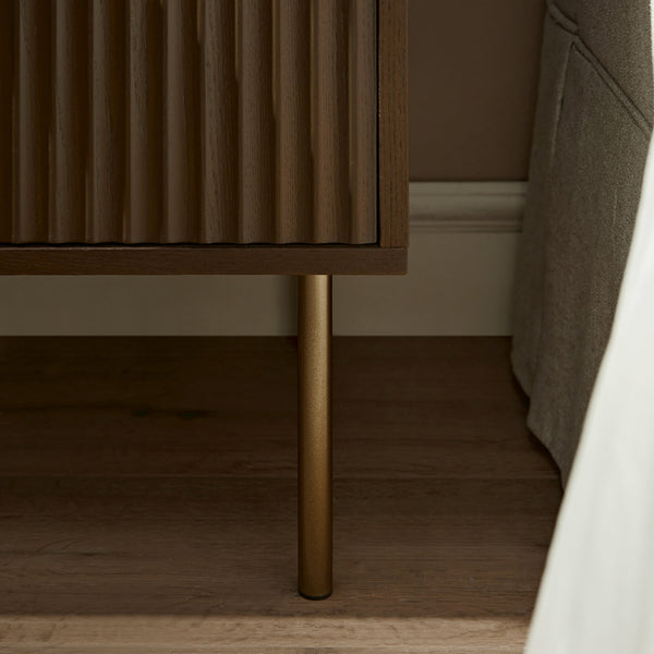 Richmond Ridged 2 Drawer Nightstand, Dark Ash