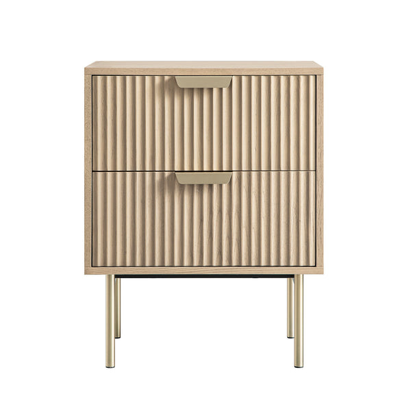 Richmond Ridged 2 Drawer Nightstand, Light Ash