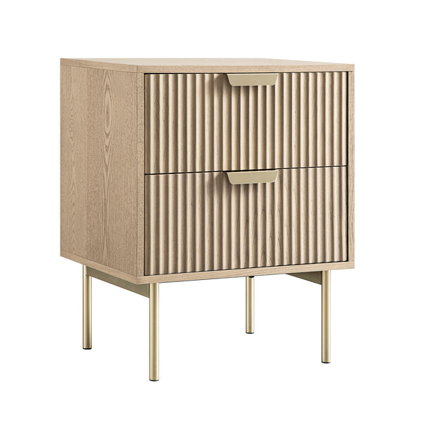 Richmond Ridged 2 Drawer Nightstand, Light Ash