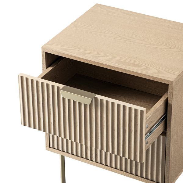 Richmond Ridged 2 Drawer Nightstand, Light Ash