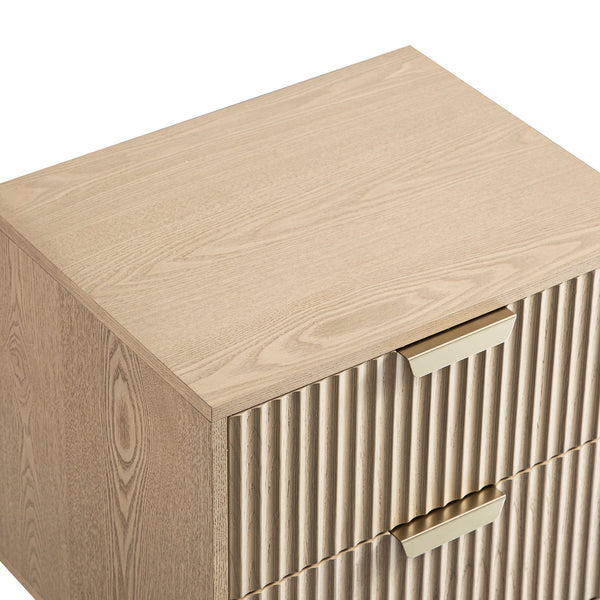 Richmond Ridged 2 Drawer Nightstand, Light Ash