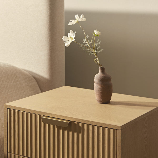Richmond Ridged 2 Drawer Nightstand, Light Ash