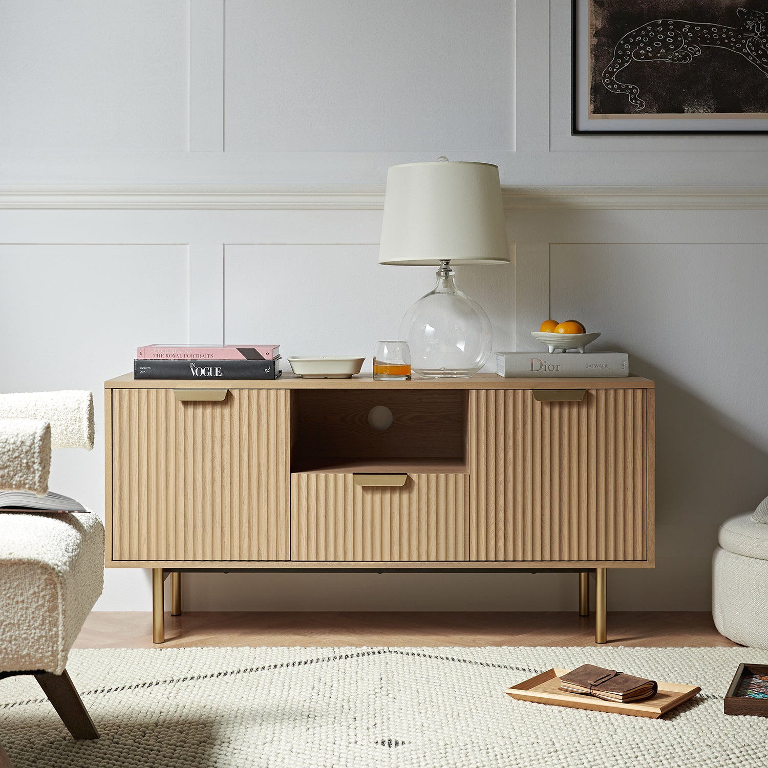 Richmond Ridged TV Unit, Light Ash