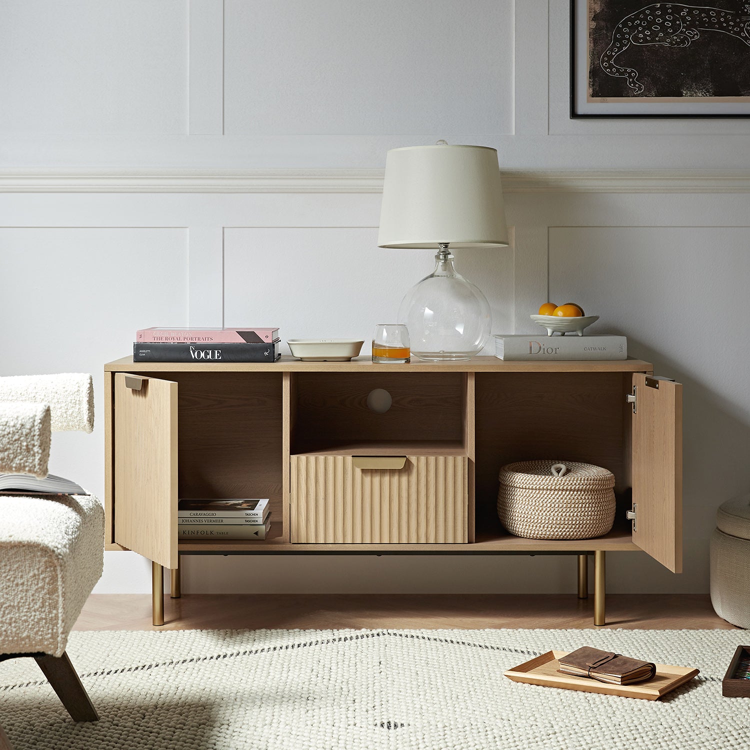 Richmond Ridged TV Unit, Light Ash