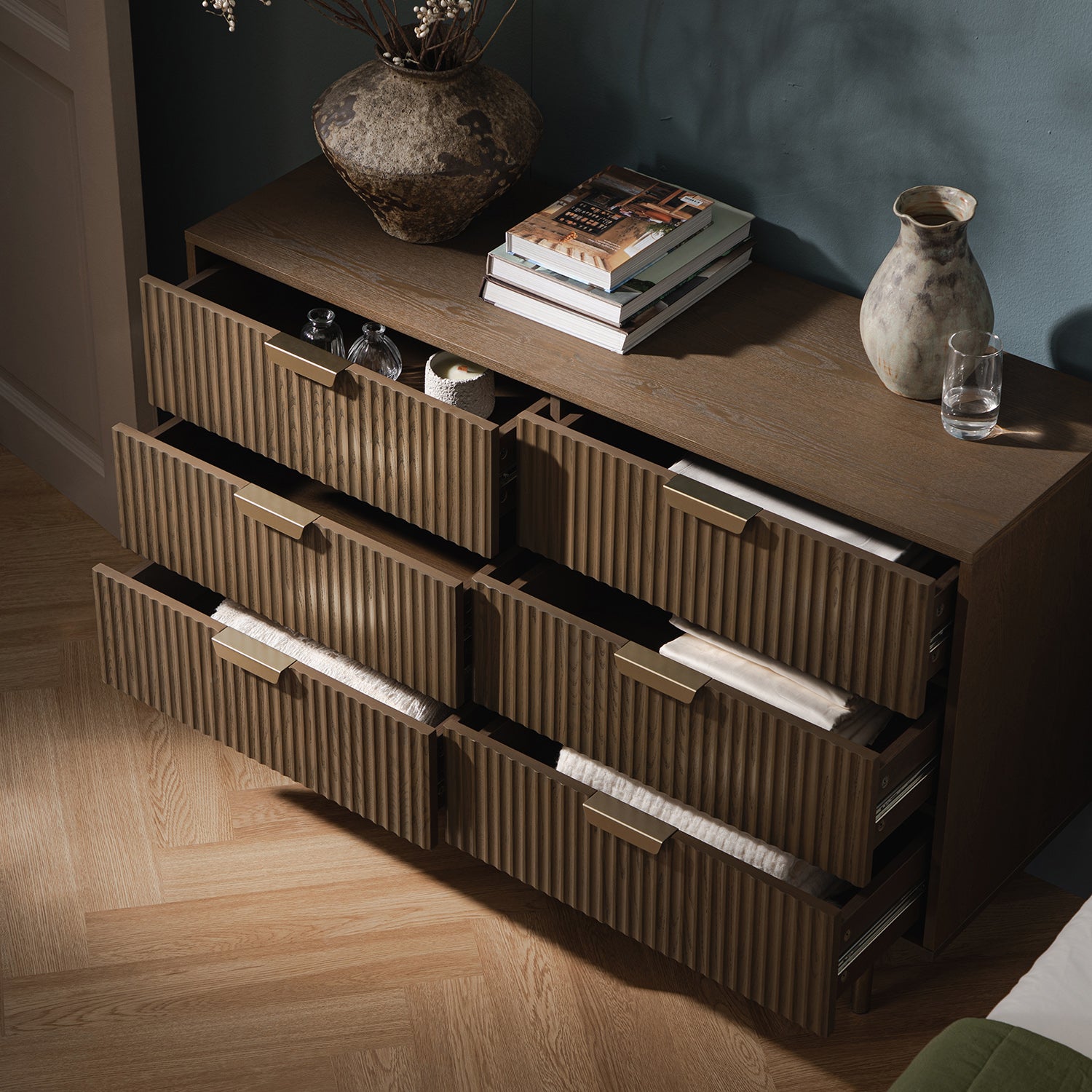Richmond Ridged Wide 6 Drawer Dresser, Dark Ash Richmond Ridged Wide 6 Drawer Dresser, Dark Ash