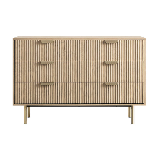 Richmond Ridged Wide 6 Drawer Dresser, Light Ash