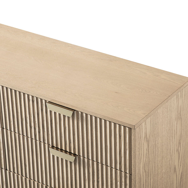 Richmond Ridged Wide 6 Drawer Dresser, Light Ash