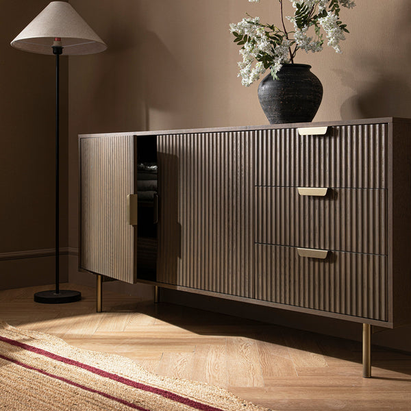 Richmond Ridged Large Sideboard, Dark Ash