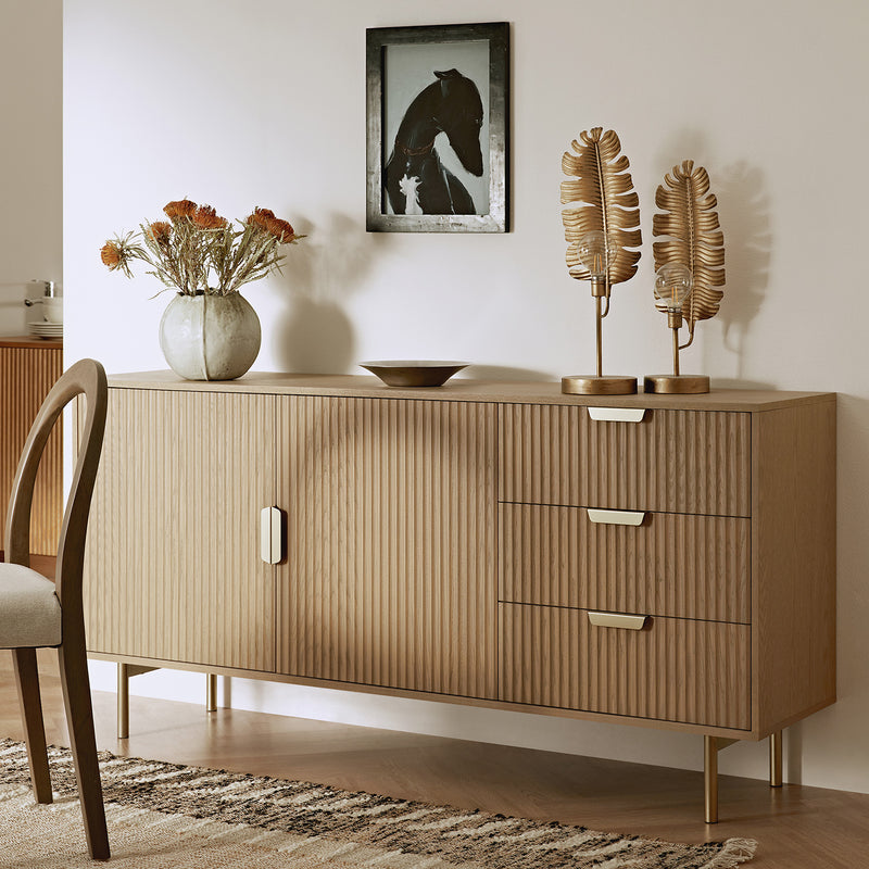 Richmond Ridged Large Sideboard, Light Ash