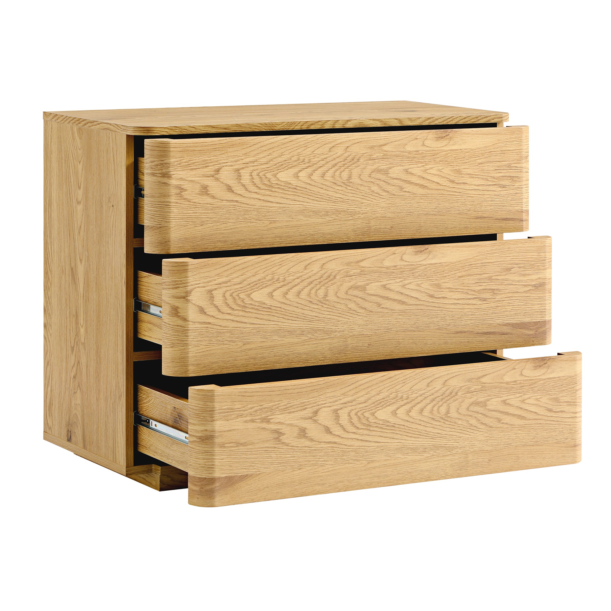 Drawer Rounded Esge Agnes Curved Edge 3 Drawer Dresser, Natural | daals.com