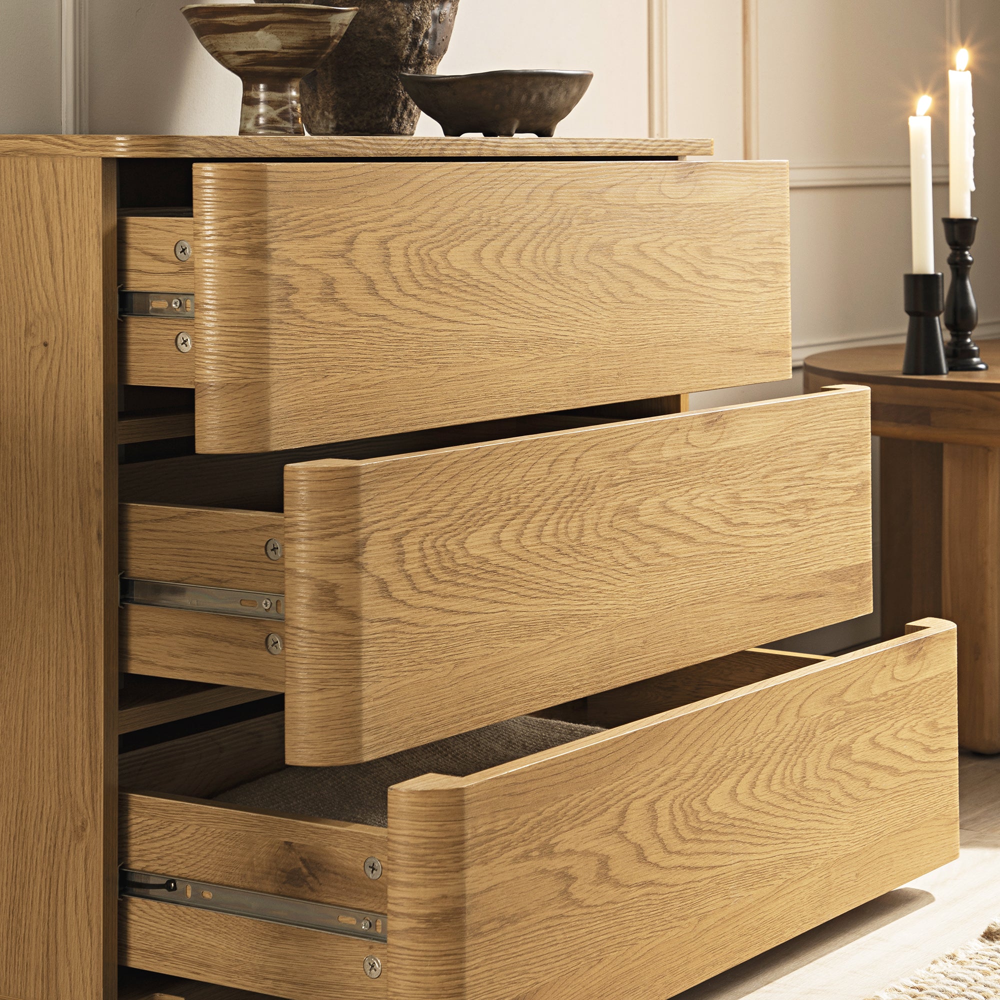 Agnes Curved Edge 3 Drawer Dresser, Natural - daals - Chest of Drawers Agnes Curved Edge 3 Drawer Dresser, Natural - daals - Chest of Drawers