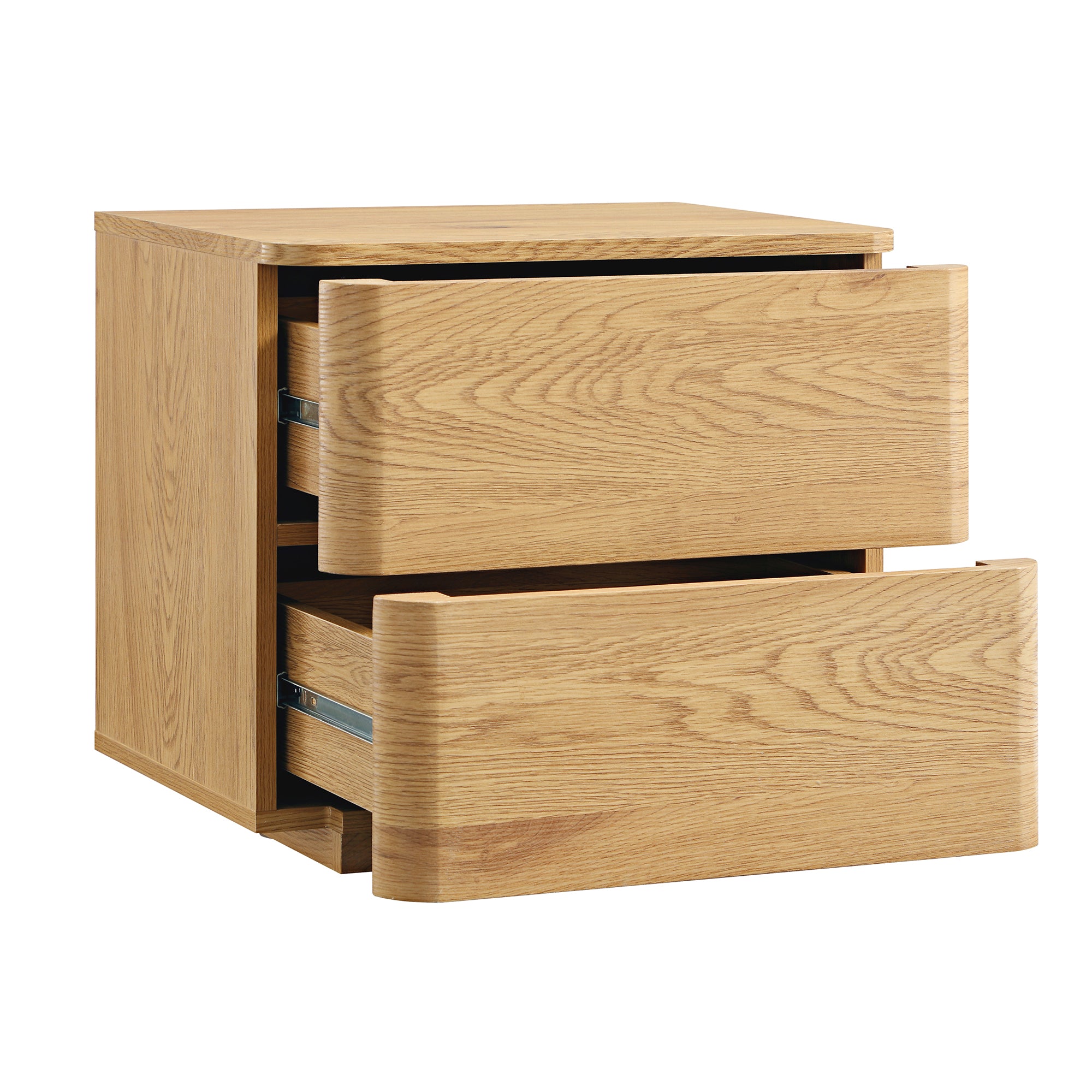 Drawer Rounded Esge Agnes Curved Edge 2 Drawer Nightstand, Natural | daals.com