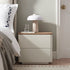 Agnes Curved Edge 2 Drawer Nightstand, Off-White with Oak Top