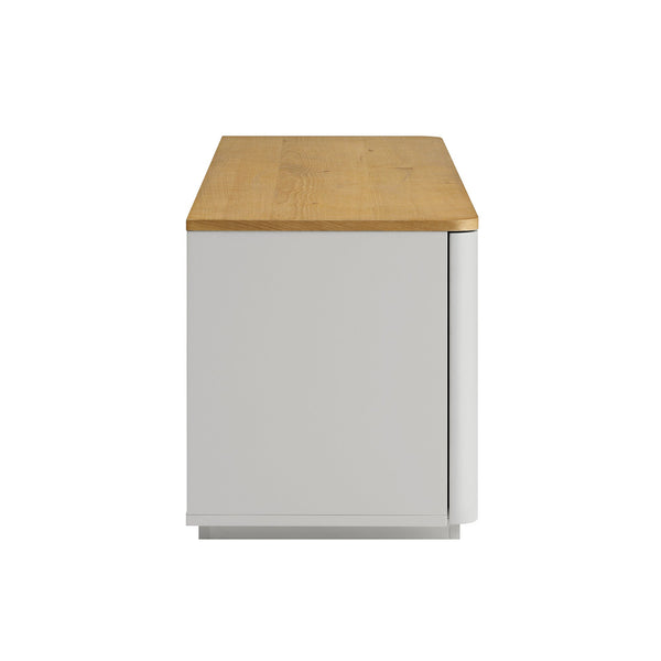 Agnes Curved Edge 59in. Wide TV Unit, Dove Gray with Oak Top