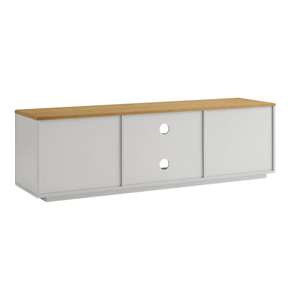 Agnes Curved Edge 59in. Wide TV Unit, Dove Gray with Oak Top