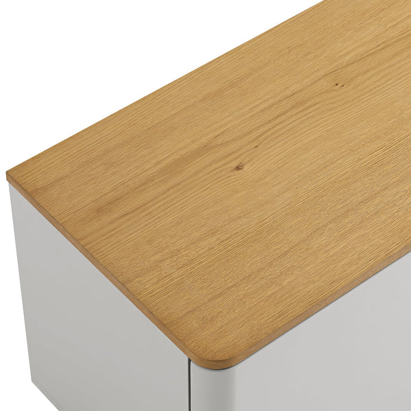 Agnes Curved Edge 59in. Wide TV Unit, Dove Gray with Oak Top