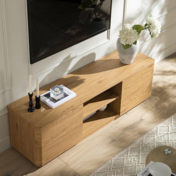 Agnes Curved Edge 59in. Wide TV Unit, Natural