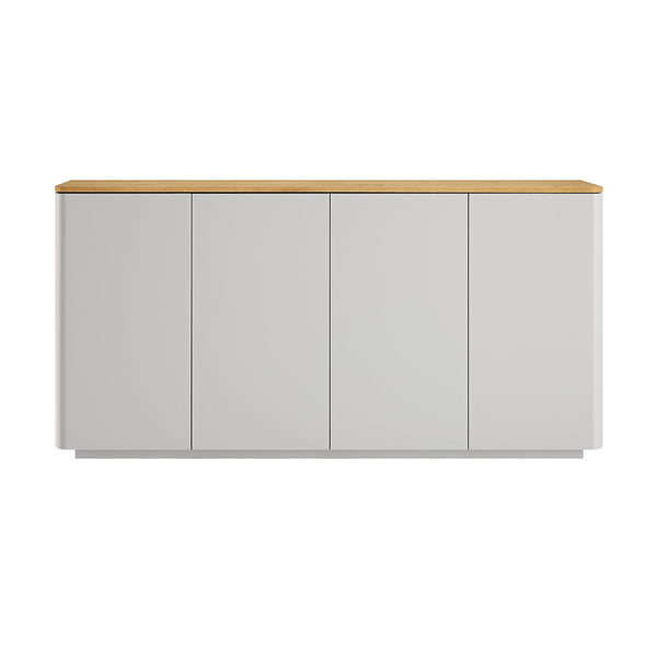 Agnes Curved Edge 59in. Wide Sideboard, Dove Gray with Oak Top