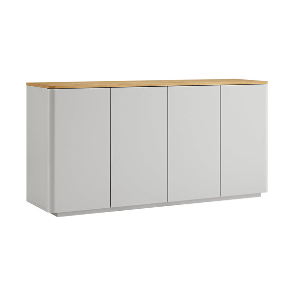Agnes Curved Edge 59in. Wide Sideboard, Dove Gray with Oak Top