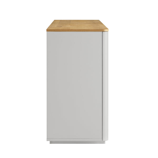 Agnes Curved Edge 59in. Wide Sideboard, Dove Gray with Oak Top