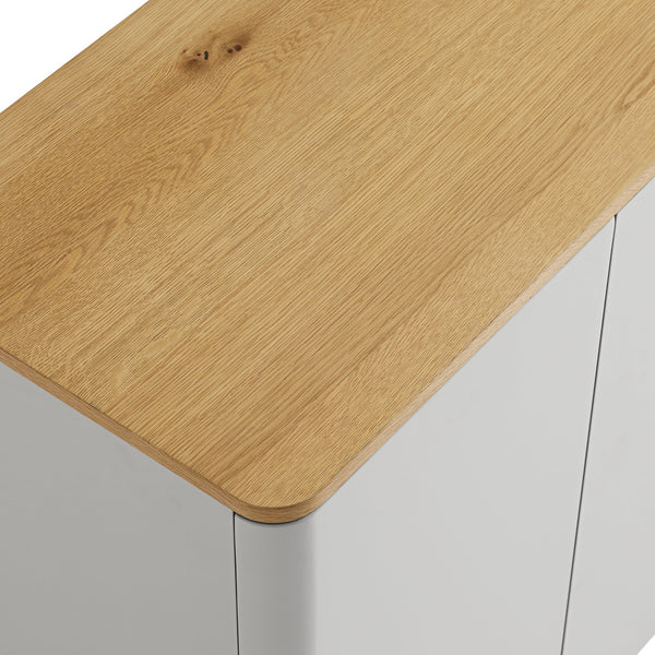 Agnes Curved Edge 59in. Wide Sideboard, Dove Gray with Oak Top