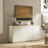 Agnes Curved Edge 59 in. Wide Sideboard, Off-White with Oak Top