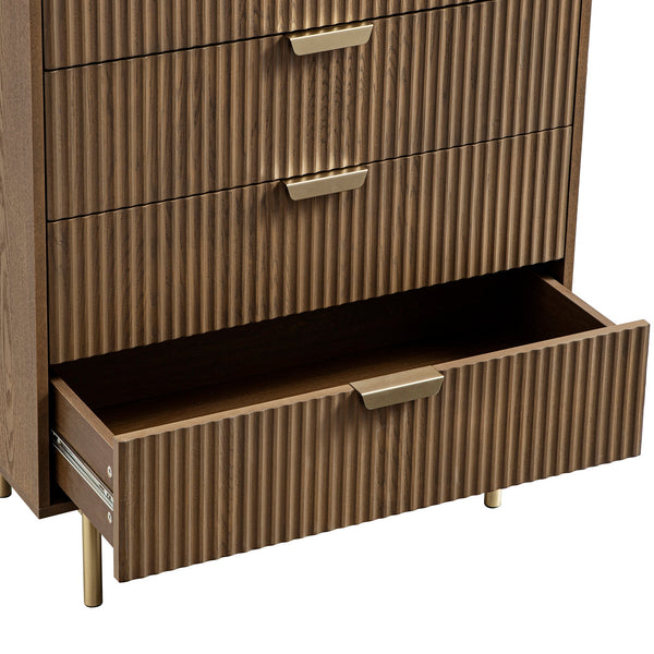 Richmond Ridged 5 Drawer Dresser, Dark Ash