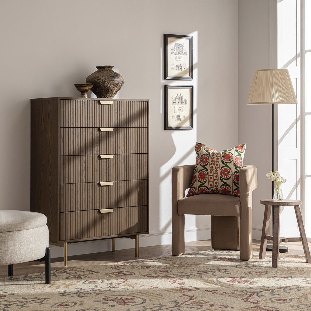 Richmond Ridged 5 Drawer Dresser, Dark Ash | daals.com