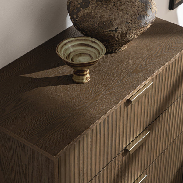 Richmond Ridged 5 Drawer Dresser, Dark Ash