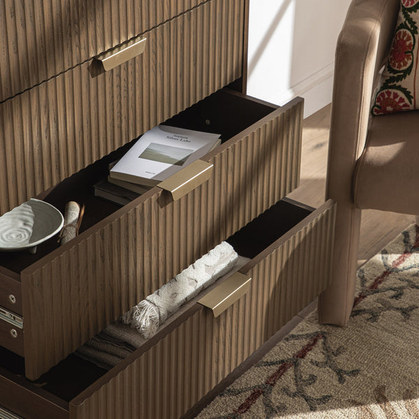 Richmond Ridged 5 Drawer Dresser, Dark Ash