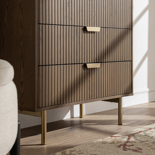 Richmond Ridged 5 Drawer Dresser, Dark Ash