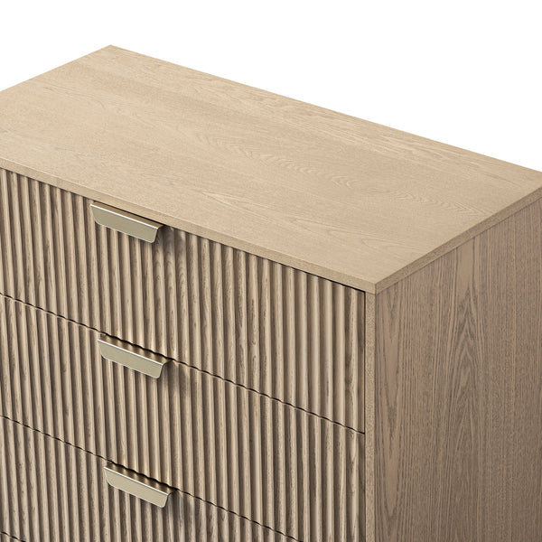 Richmond Ridged 5 Drawer Dresser, Light Ash