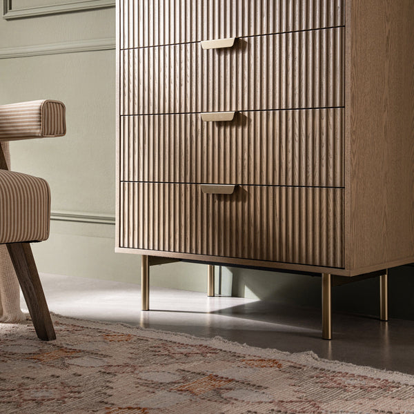 Richmond Ridged 5 Drawer Dresser, Light Ash