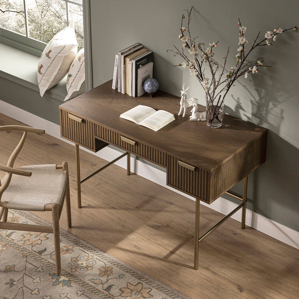Richmond Ridged Vanity Table, Dark Ash