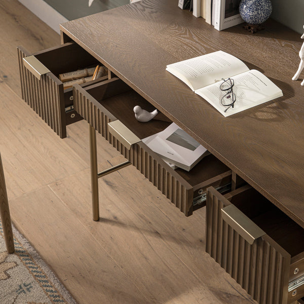Richmond Ridged Vanity Table, Dark Ash