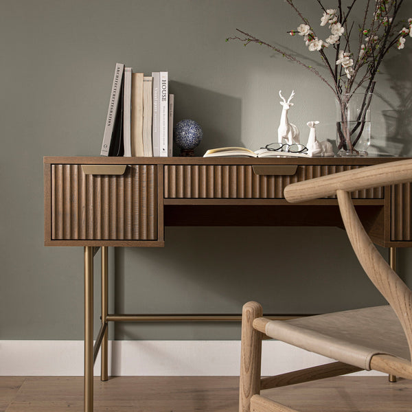 Richmond Ridged Vanity Table, Dark Ash