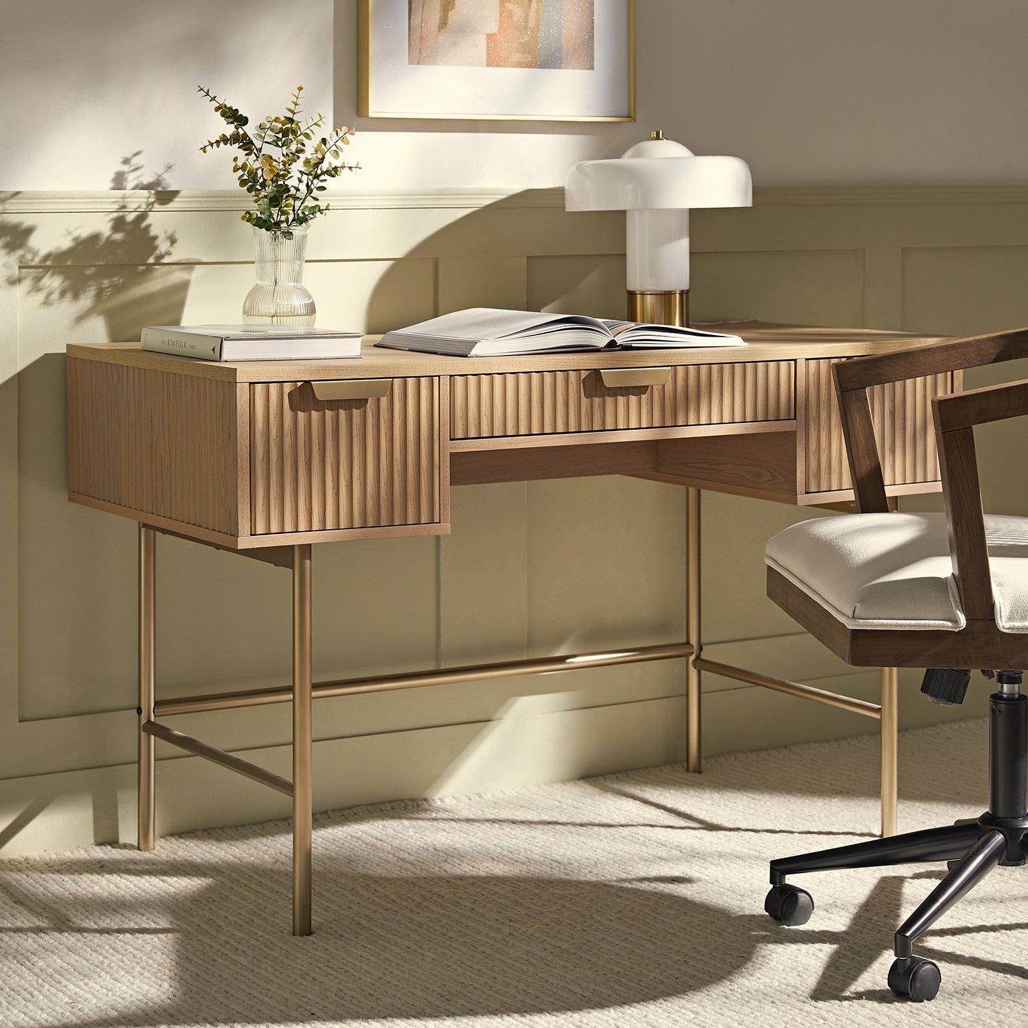 Richmond Ridged Vanity Table, Light Ash