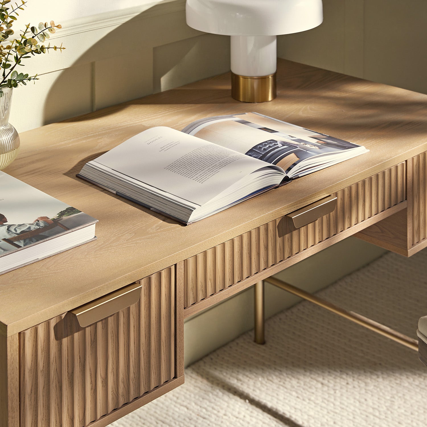 Richmond Ridged Vanity Table, Light Ash