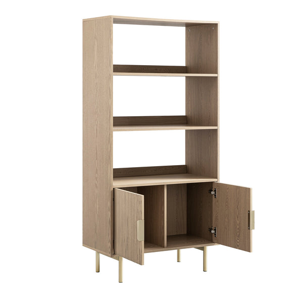 Richmond Ridged Tall Bookcase with Doors, Light Ash