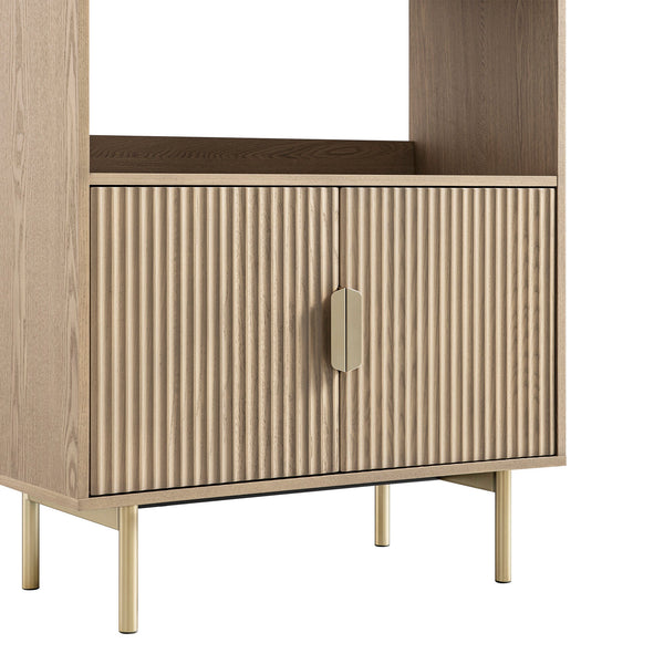 Richmond Ridged Tall Bookcase with Doors, Light Ash