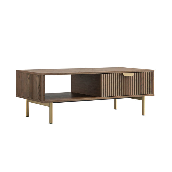 Richmond Ridged Coffee Table with Drawer, Dark Ash